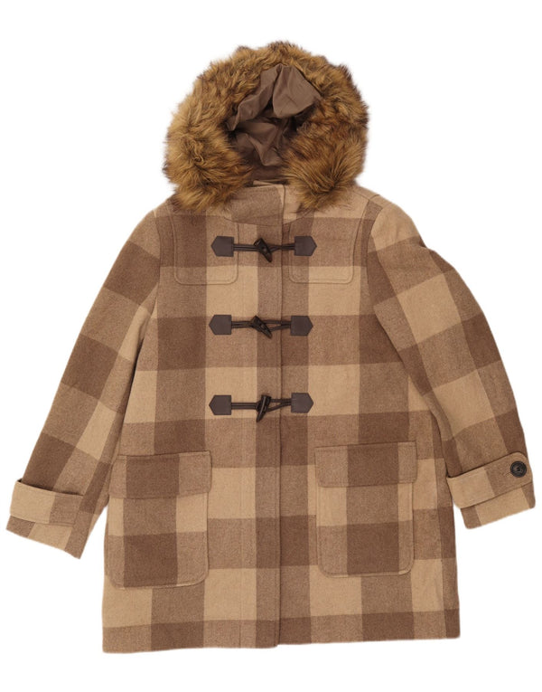 MARKS & SPENCER Trenca con capucha para mujer UK 46 Large Brown Check