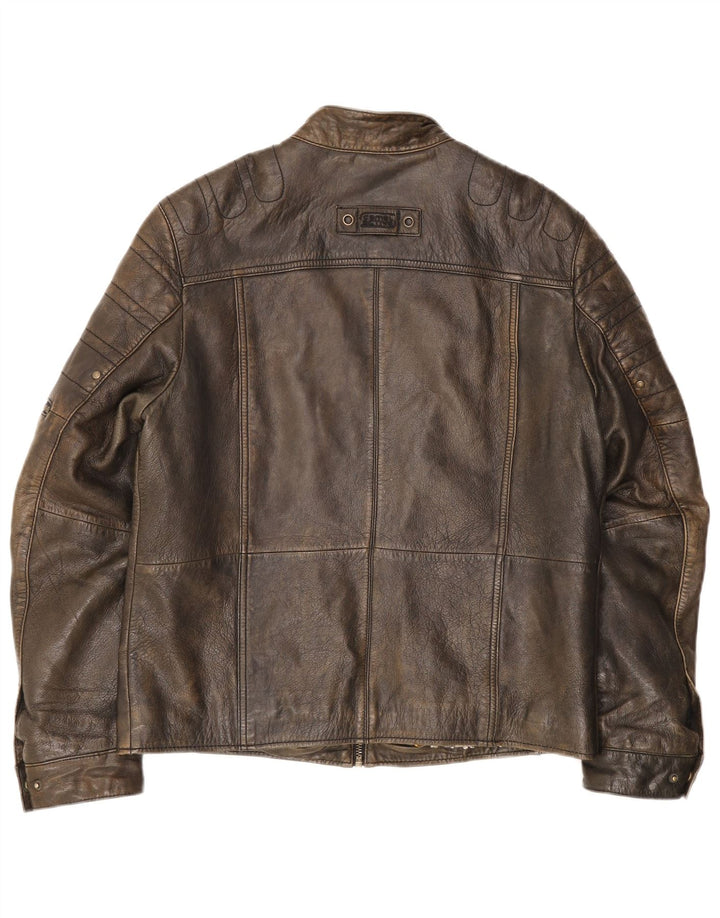 Camel Active Chaqueta de cuero para hombre IT 50 Large Brown