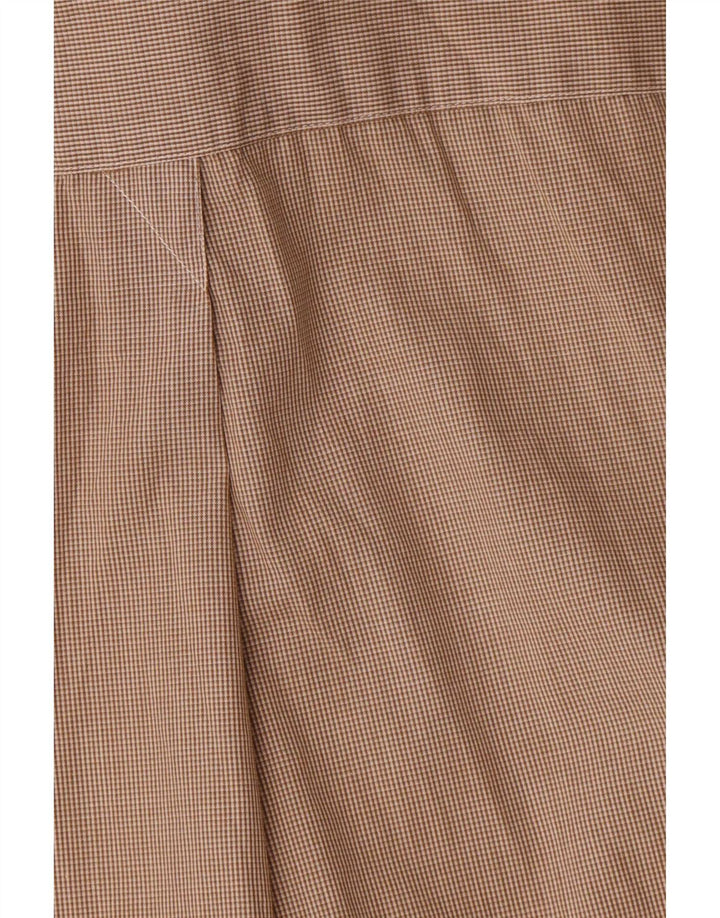 Camisa Dkny para hombre talla 15 1/2 algodón a cuadros marrón medio