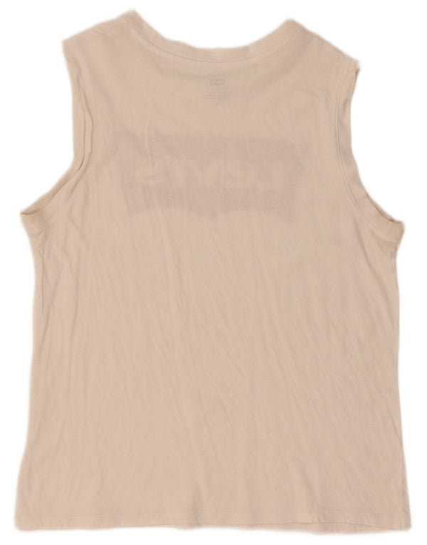 Levi's Top sin mangas gráfico para mujer UK 40 Medium Off White