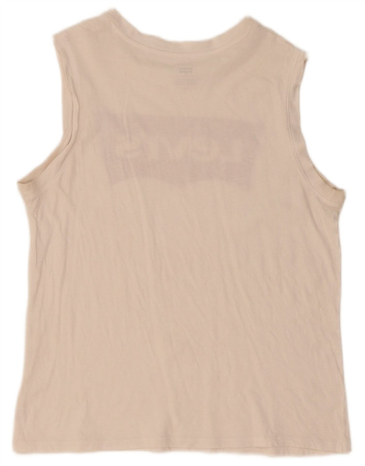 Levi's Top sin mangas gráfico para mujer UK 40 Medium Off White