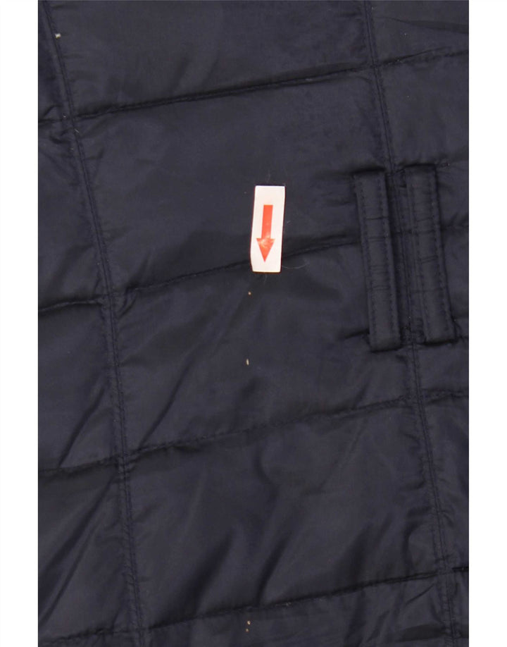 Zara Mujer Abrigo Acolchado Con Capucha UK 10 Small Poliéster Azul Marino