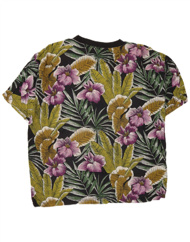 Vintage camiseta para hombre Top medio multicolor floral rayón