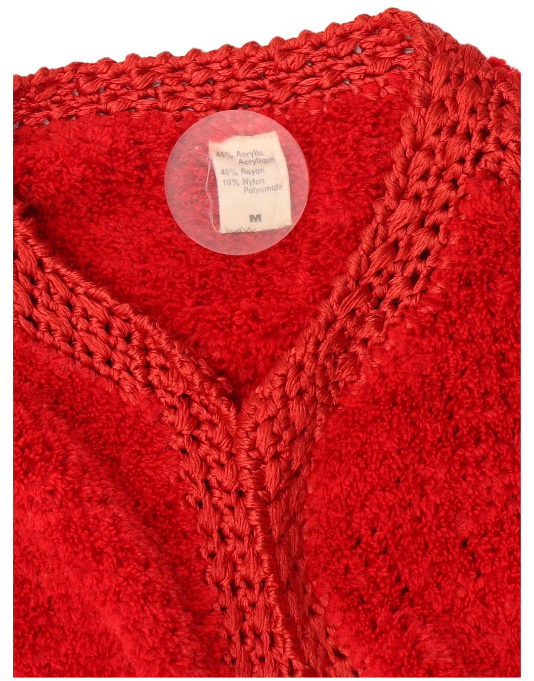 Vintage mujer Cardigan suéter Reino Unido 14 acrílico rojo medio