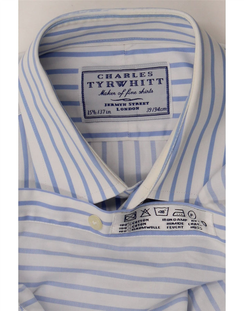 CHARLES TYRWHITT Mens Formal Shirt Size 39 15 1/2 Medium Blue Striped Vintage Charles Tyrwhitt and Second-Hand Charles Tyrwhitt from Messina Hembry 