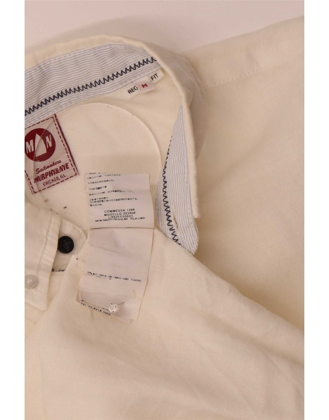 Murphy & Nye Camisa de corte regular para hombre de lino blanco mediano