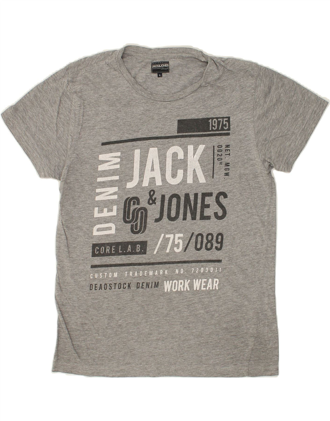 JACK & JONES Mens Graphic T-Shirt Top Small Grey Cotton | Vintage Jack & Jones | Thrift | Second-Hand Jack & Jones | Used Clothing | Messina Hembry 