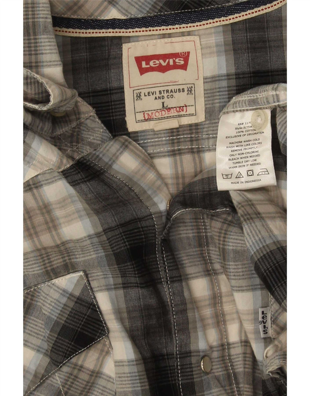 Levi's Camisa Moderna De Manga Corta De Algodón A Cuadros Gris Grande Para Hombre