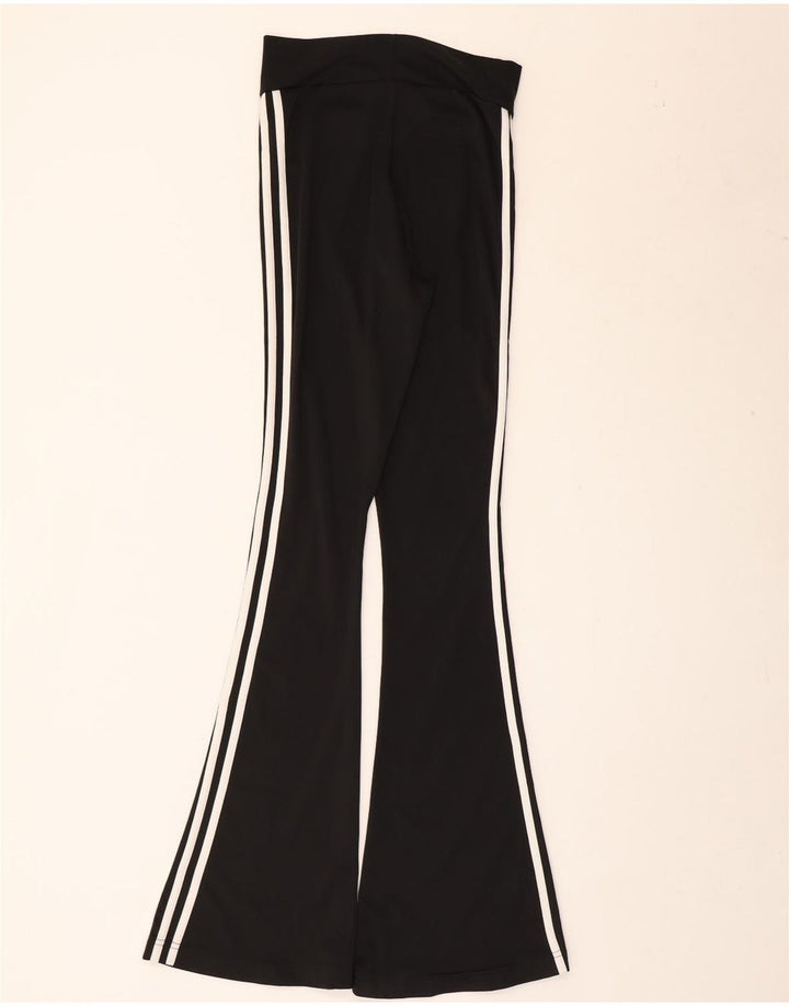 Adidas Mujer Flare Chándal Pantalones UK 8 Pequeño Poliéster Negro