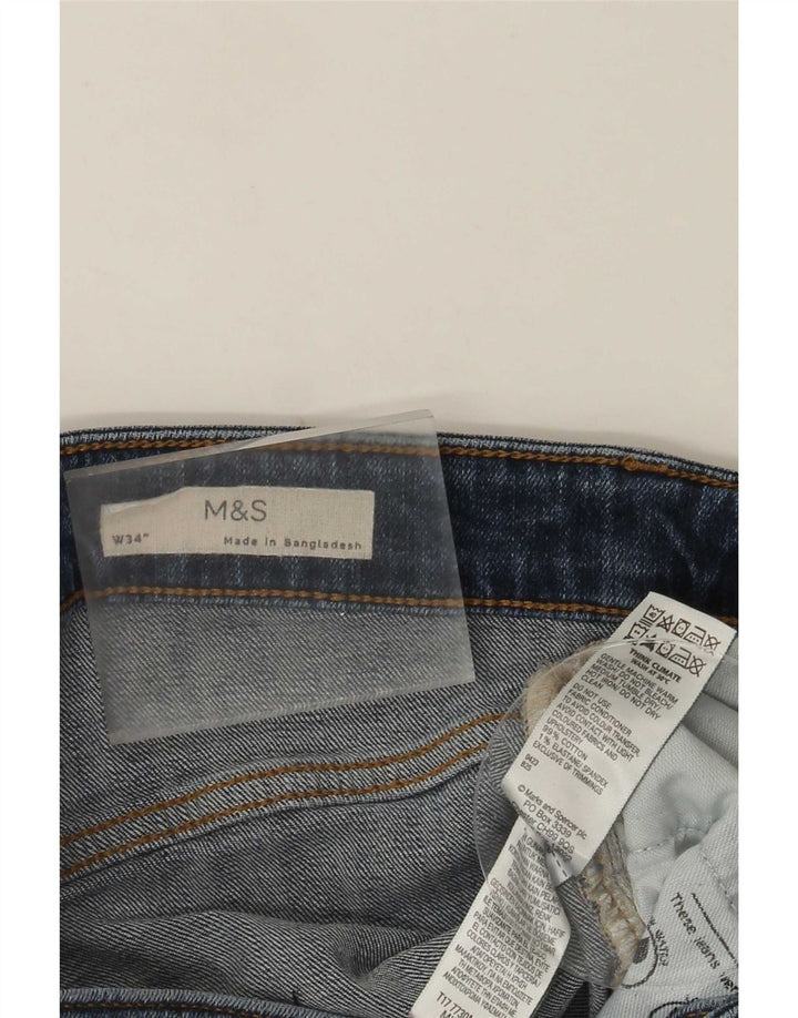 Marks & Spencer - Pantalones cortos de mezclilla para hombre, talla grande, W34, algodón azul