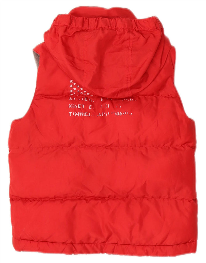 TIMBERLAND Chaleco acolchado con capucha y gráfico para niño 2-3 años Poliéster rojo