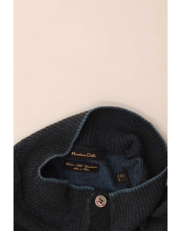 Massimo Dutti Jersey De Cuello Con Botones Para Hombre Large Azul Marino Algodón