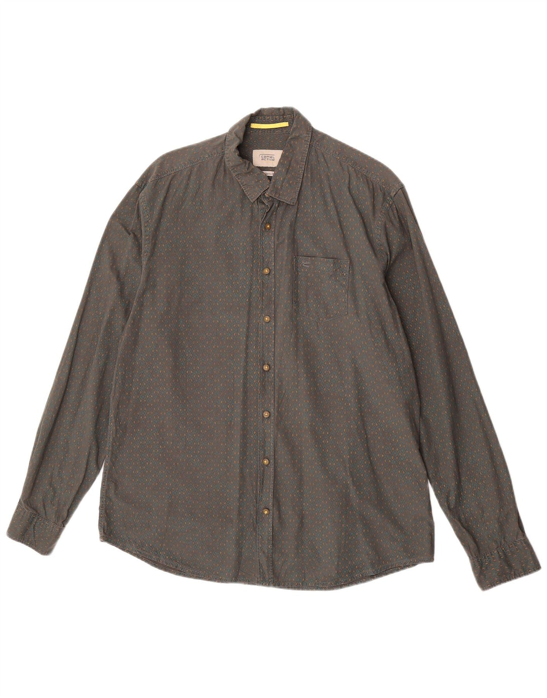 Camel Active Camisa de corte moderno para hombre Algodón geométrico gris grande