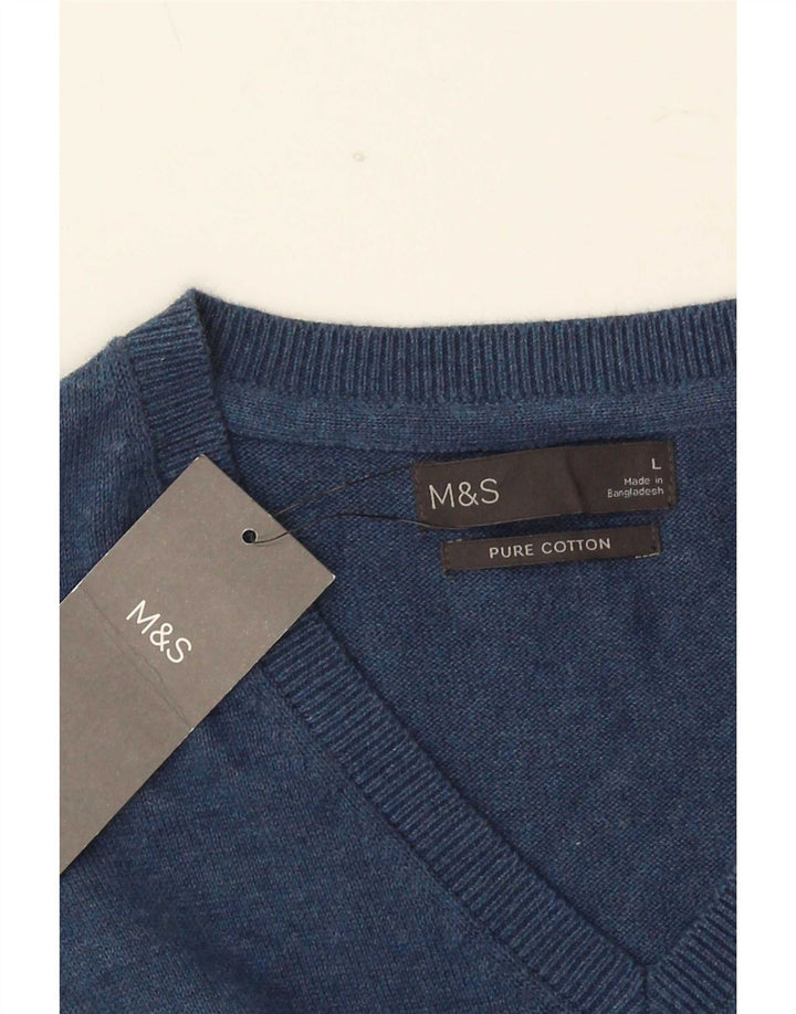 Marks & Spencer - Camiseta sin mangas para hombre, talla grande, algodón azul marino