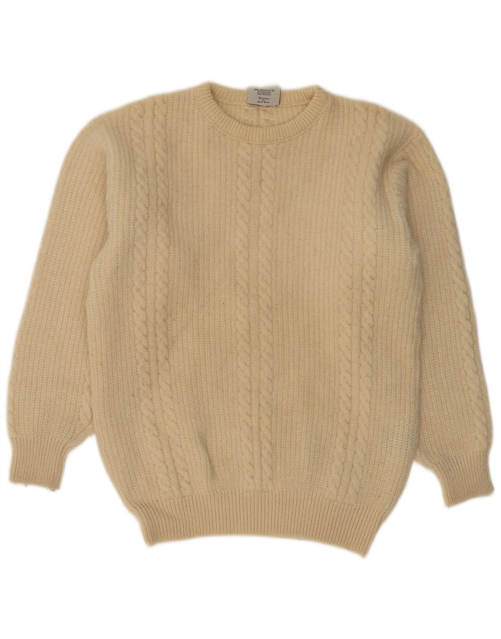 VINTAGE Hombres Crew Neck Jumper Suéter Grande Beige Nueva Lana