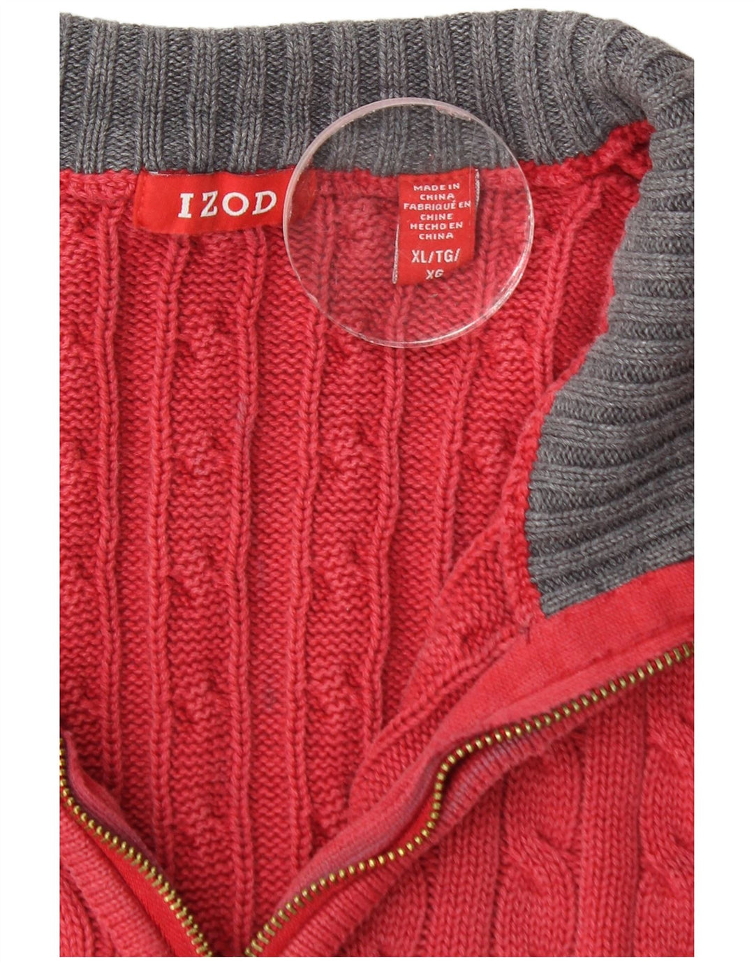 Izod Jersey con cuello y cremallera para hombre XL Rojo