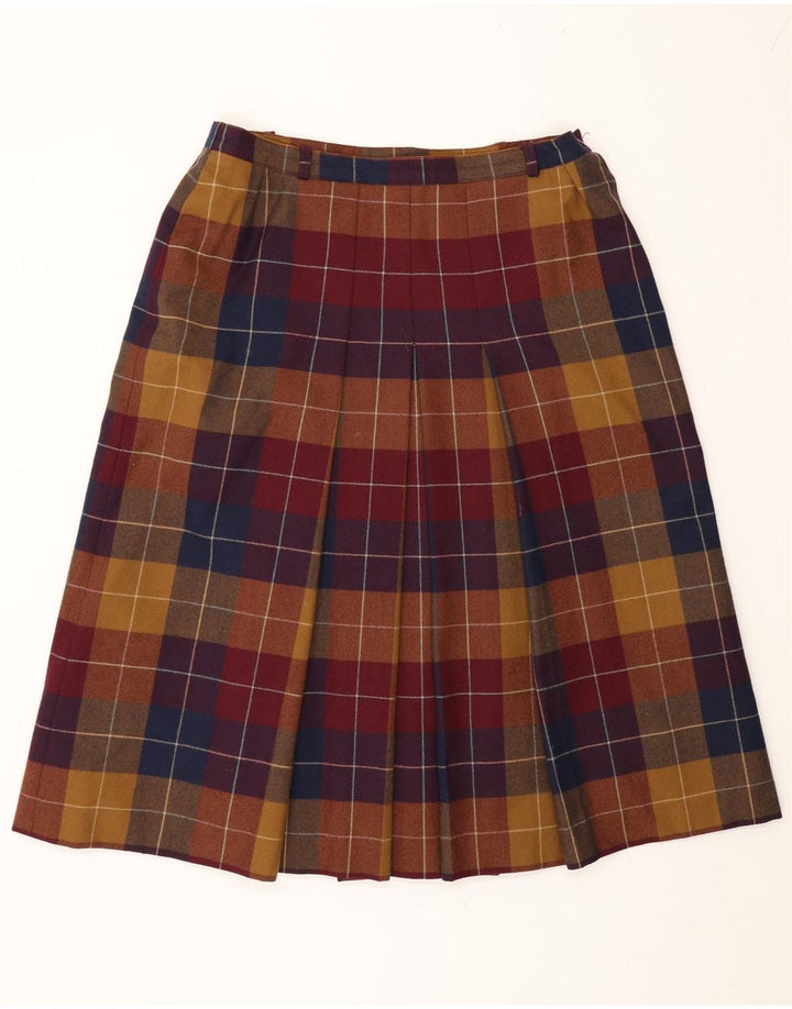 Escada Falda Plisada Acampanada W30 Mediana De Lana A Cuadros Multicolor
