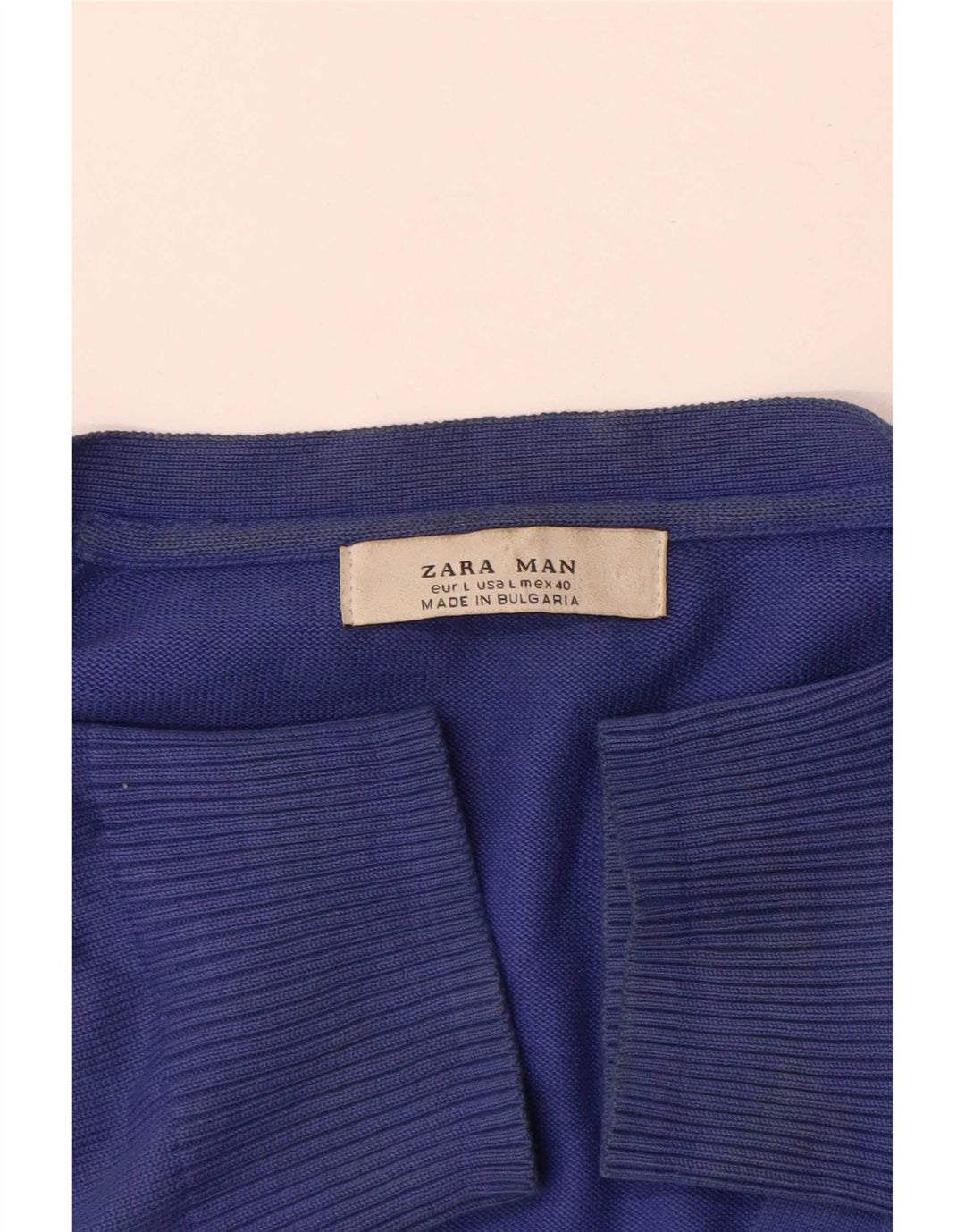 Zara Hombre Cárdigan Suéter Grande Azul