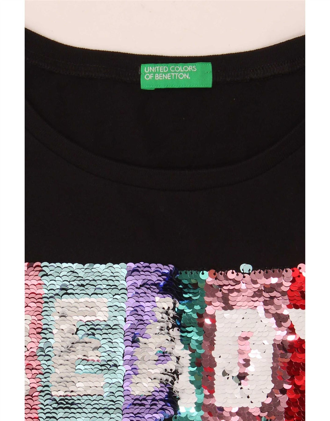 Benetton Camiseta Estampada para Mujer UK 40 Small Black