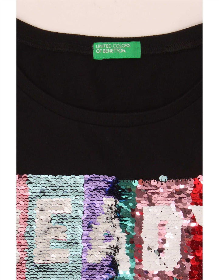 Benetton Camiseta Estampada para Mujer UK 40 Small Black