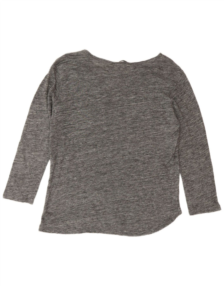 Zara Mujer Top Manga 3/4 UK 44 Gris Medio Moteado