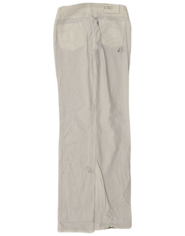 Vaqueros rectos desgastados vintage para mujer W26 L33 Blanco