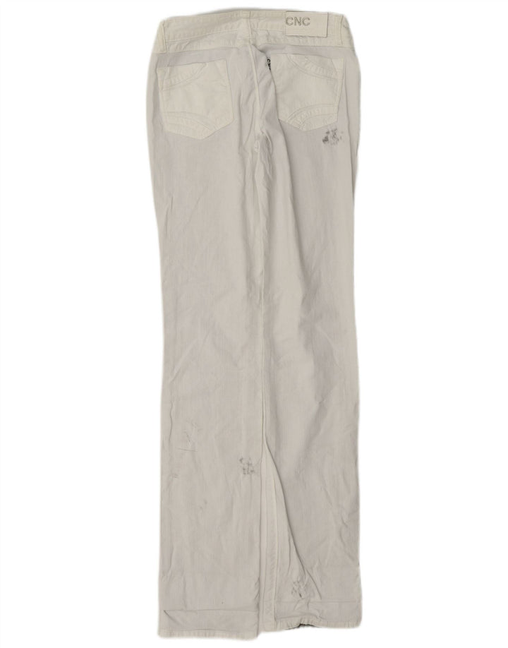 Vaqueros rectos desgastados vintage para mujer W26 L33 Blanco