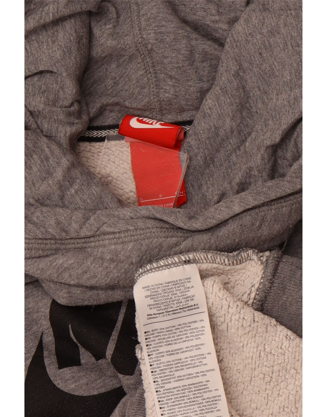 NIKE Sudadera con capucha gráfica para mujer UK 10 Small Grey Cotton