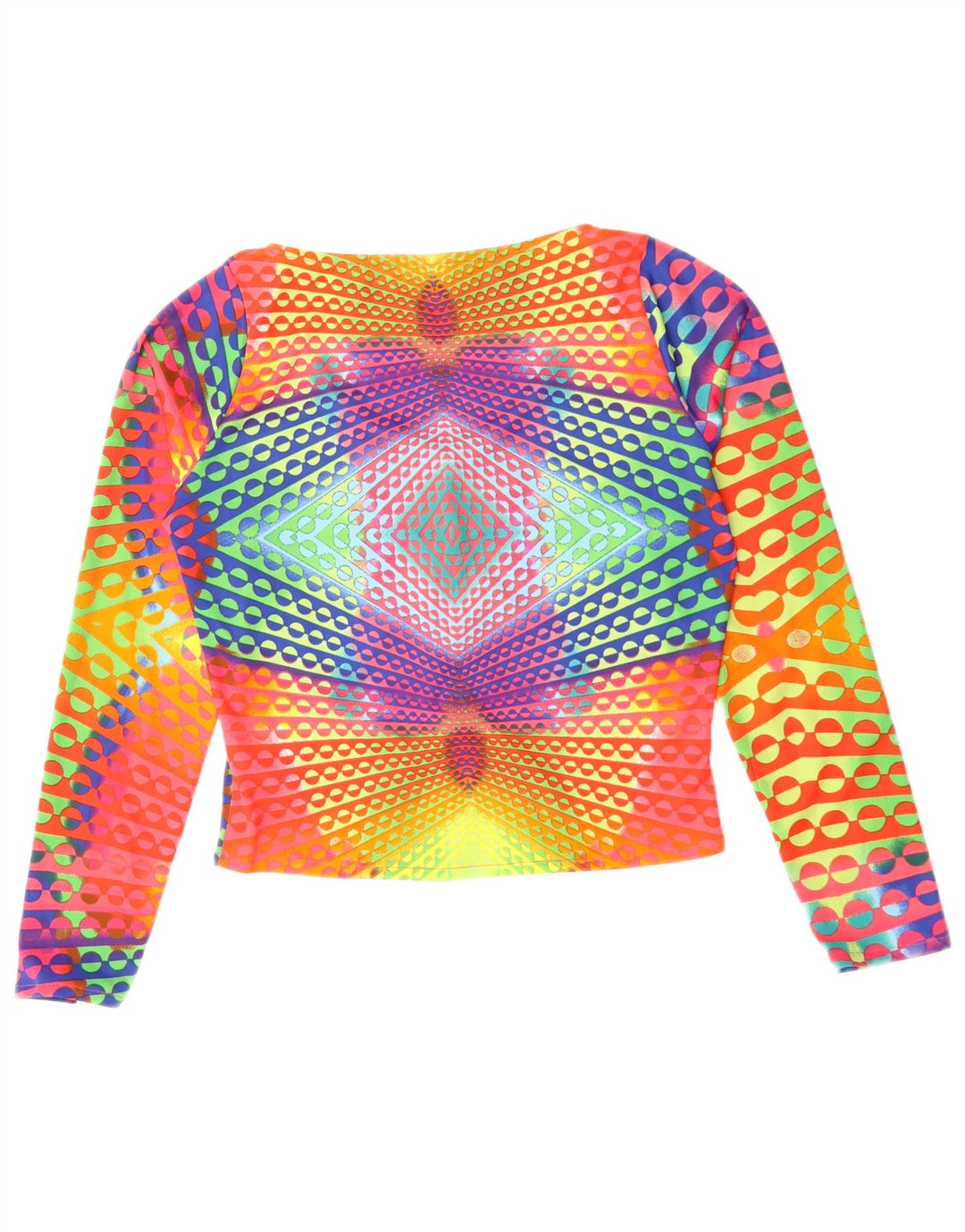 Naracamicee Top corto para mujer UK 12 Seda geométrica multicolor mediana
