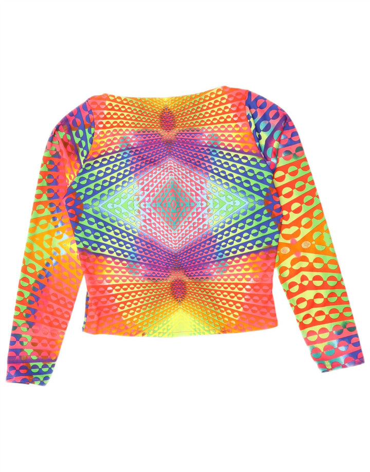 Naracamicee Top corto para mujer UK 12 Seda geométrica multicolor mediana