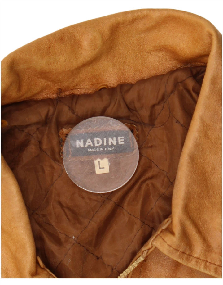 Nadine Chaqueta de cuero para hombre UK 40 Large Cuero marrón