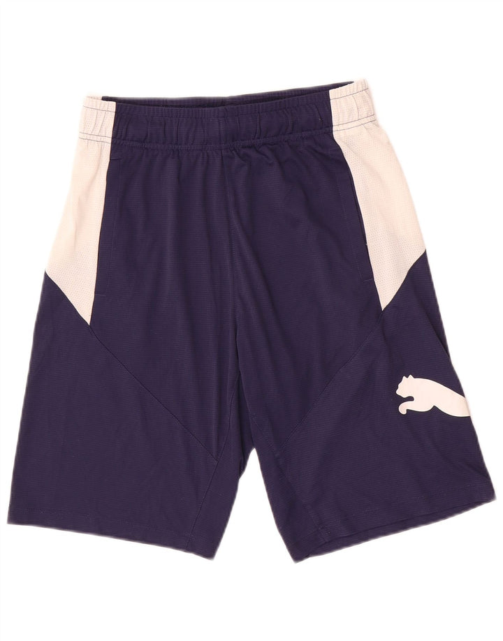 Puma Pantalones cortos deportivos con gráficos para hombre, talla pequeña, color azul marino