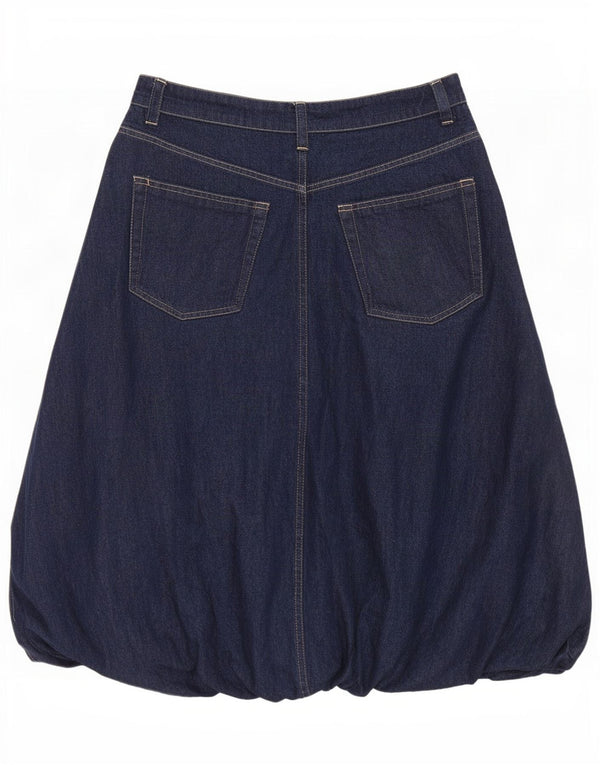 Zara Mujer Denim Bubble Falda Grande W30 Azul Marino Algodón