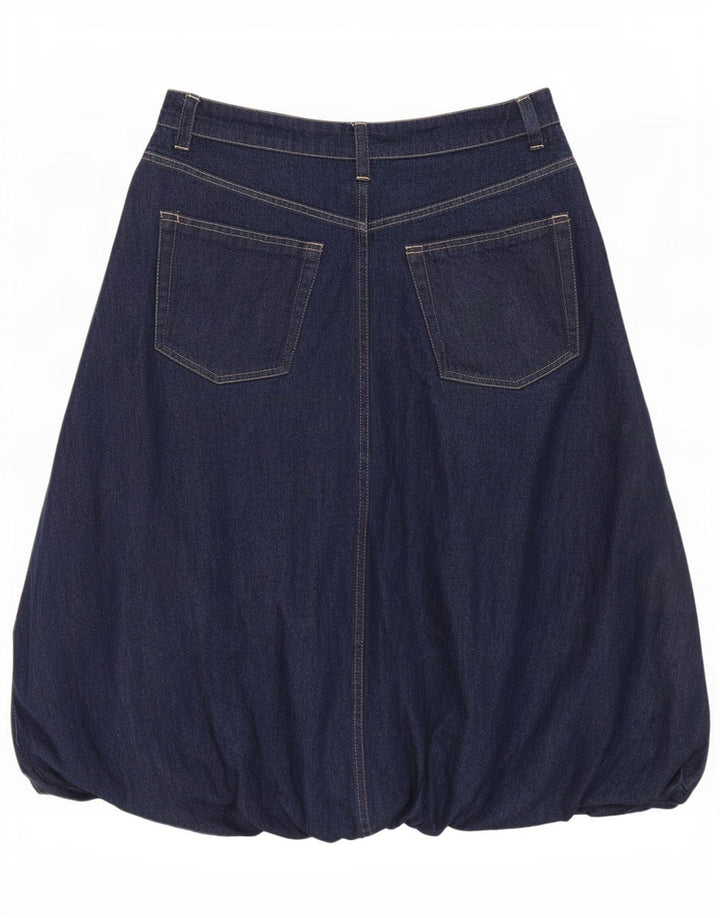 Zara Mujer Denim Bubble Falda Grande W30 Azul Marino Algodón