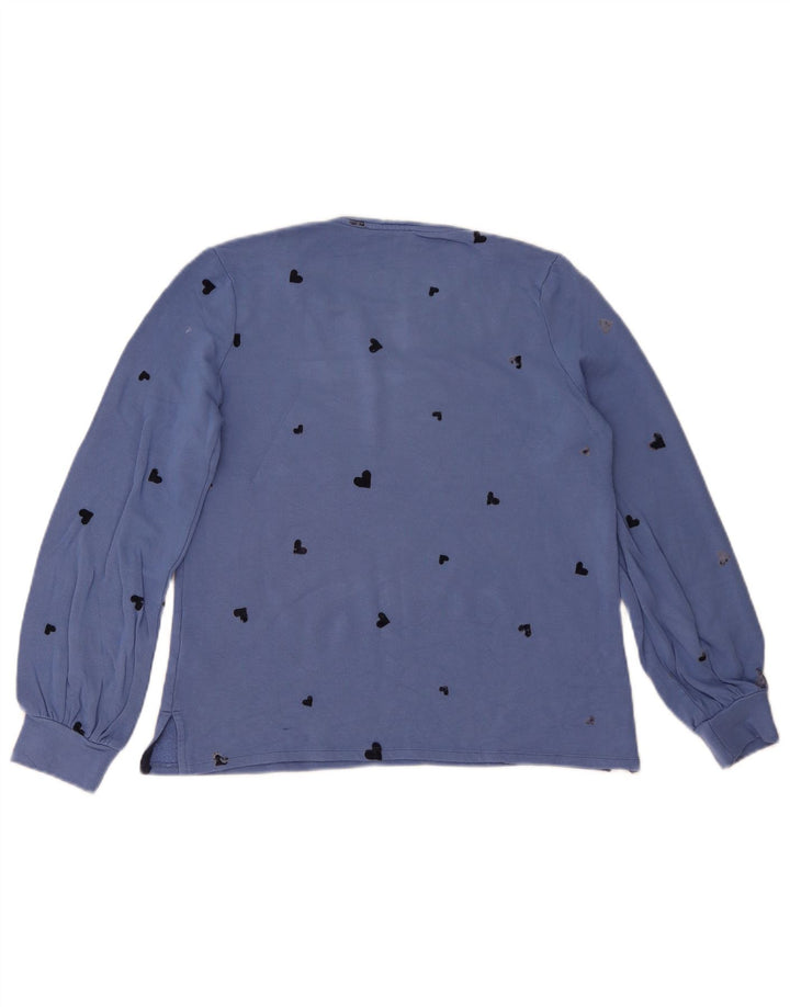 Oasis Mujer Patrón Abstracto Sudadera Jumper UK 12 Medium Blue Viscosa