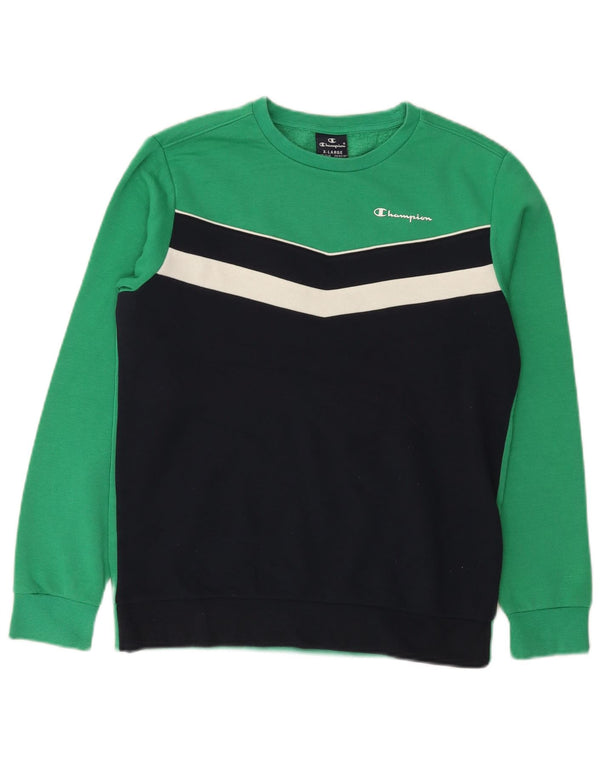 Champion Sudadera para niño Jumper 13-14 años XL Verde Colorblock