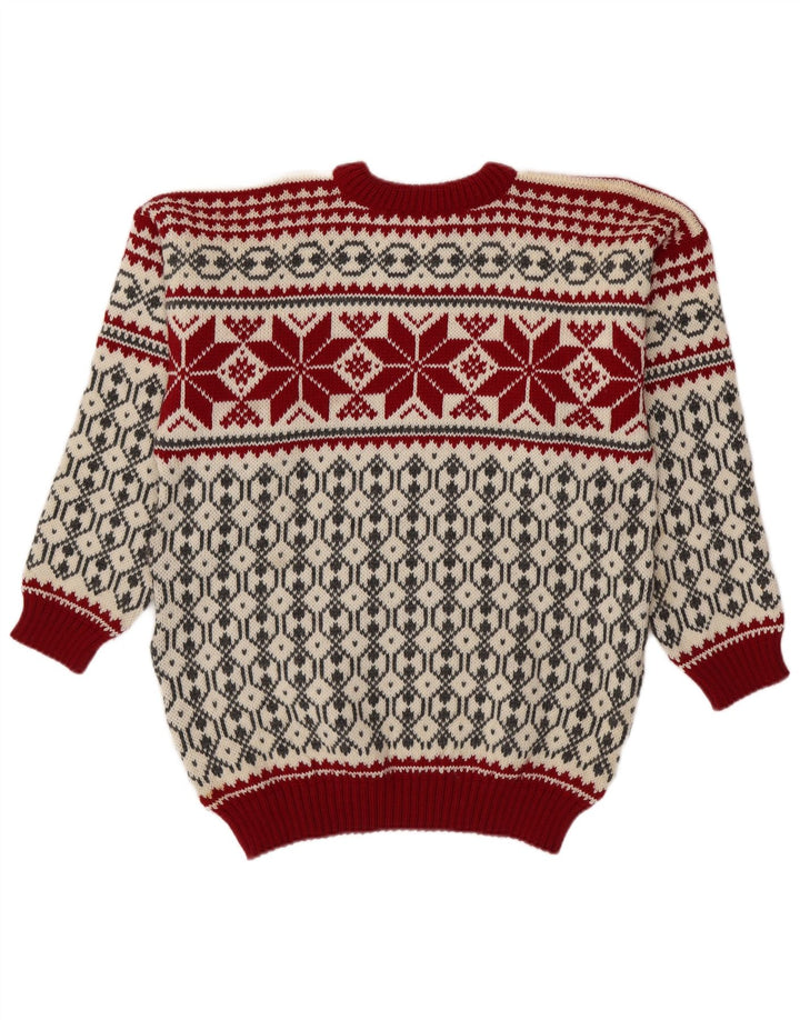 Voss Jersey unisex con cuello redondo para hombre, talla mediana, color blanco roto, Fair Isle