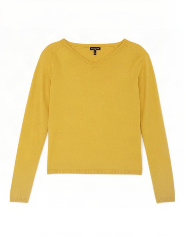Massimo Dutti Jersey con Cuello en V para Mujer UK 44 Large Seda Amarilla