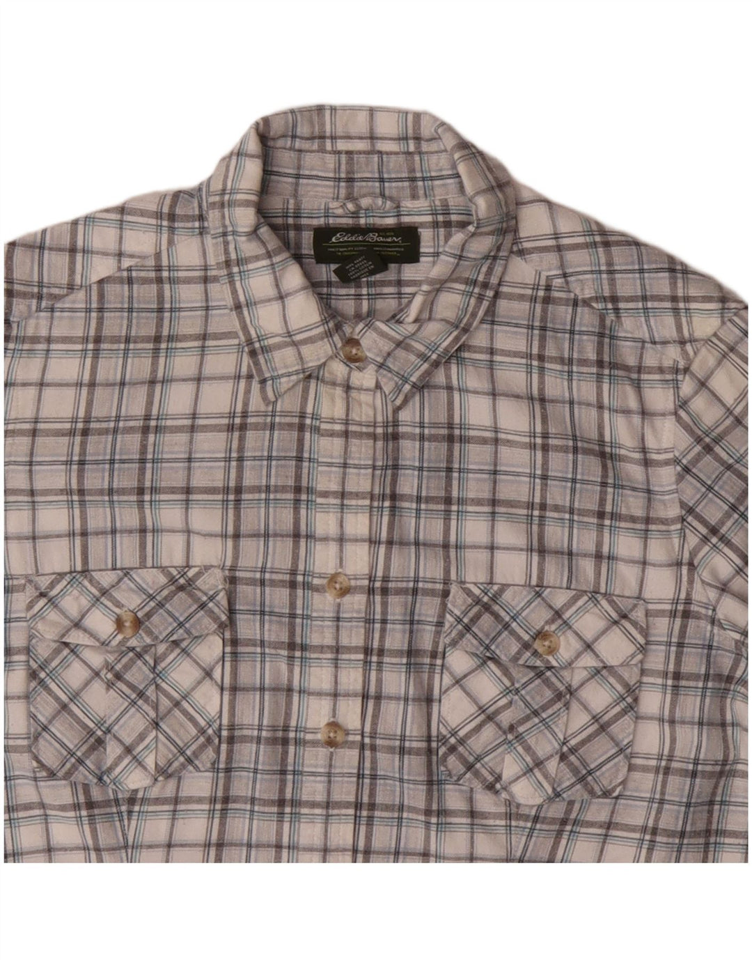 EDDIE BAUER Camisa para mujer Reino Unido 16 Algodón a cuadros gris grande
