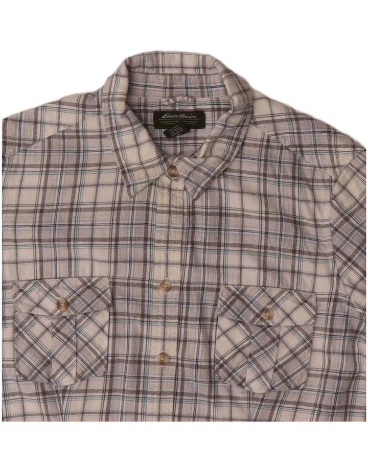 EDDIE BAUER Camisa para mujer Reino Unido 16 Algodón a cuadros gris grande