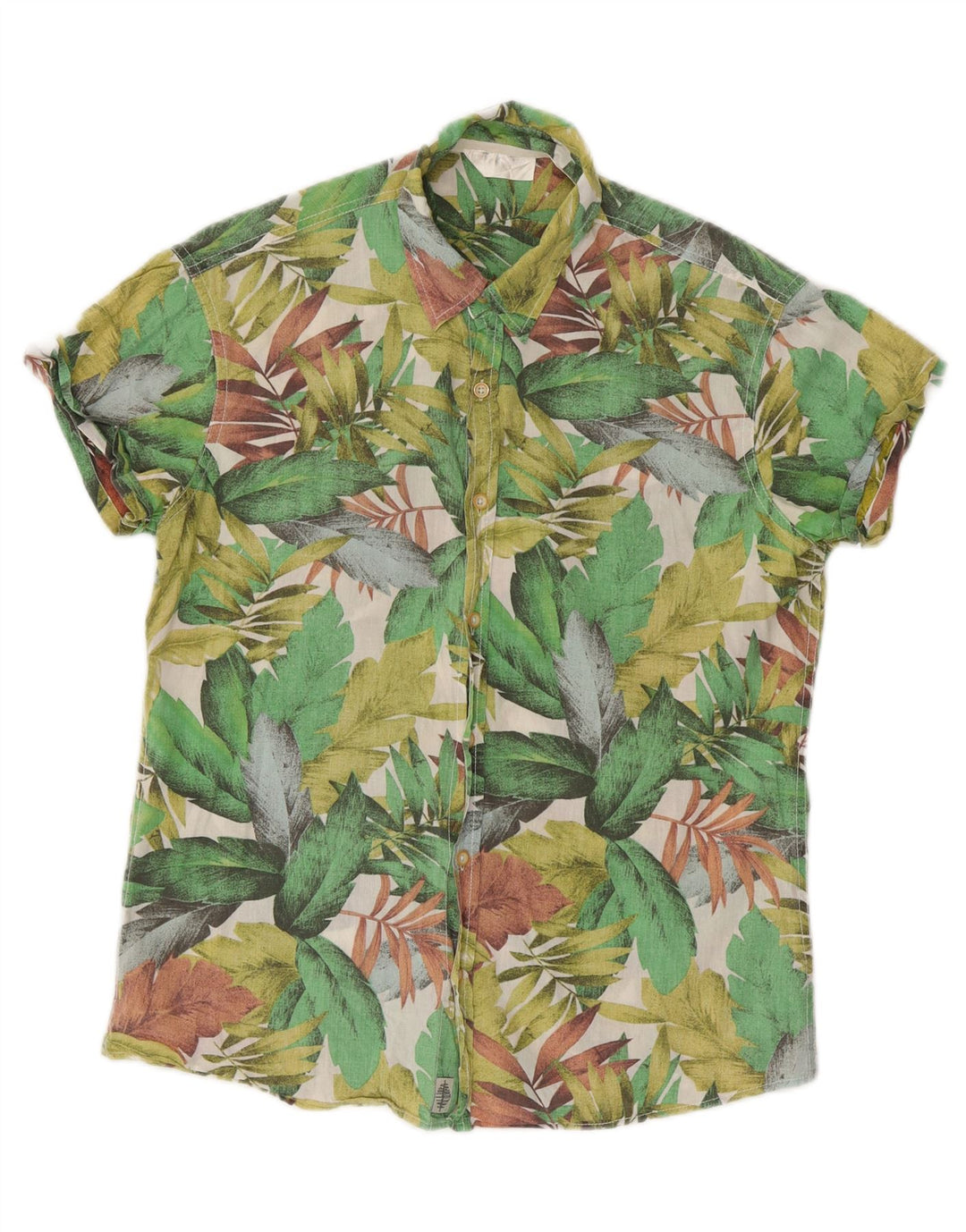 Calliope Camisa de manga corta para hombre de algodón floral verde medio