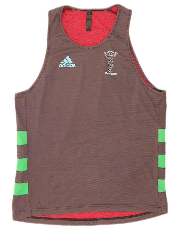 Adidas Hombre Graphic Vest Top Grande Gris Colorblock Poliéster