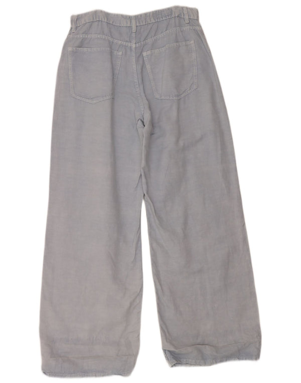 Zara Womens Wide Leg Casual Trousers EU 40 Medium W30 L32 Blue Linen