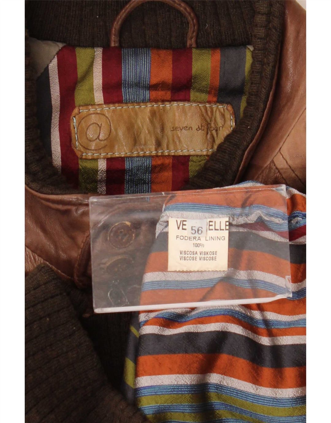 Chaqueta de cuero vintage para hombre IT 50 marrón grande