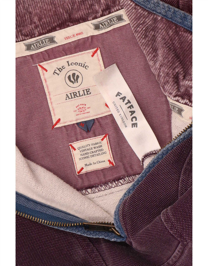 Sudadera con capucha y cuello con cremallera para hombre Fat Face Jersey de algodón morado medio