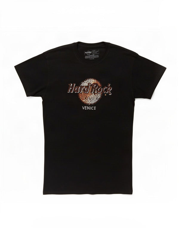 Hard Rock Cafe Camiseta Gráfica Venecia para Mujer Top UK 40 XL Algodón Negro