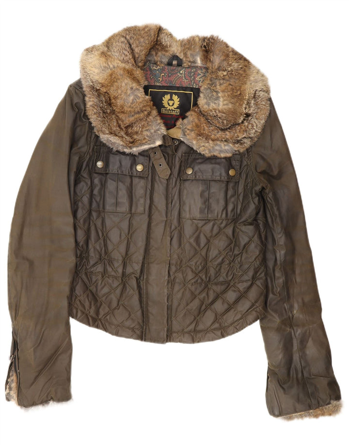 Belstaff Chaqueta de algodón encerado para mujer IT 44 Algodón caqui medio