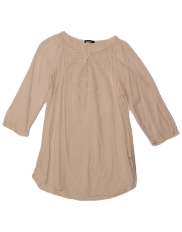 MASSIMO DUTTI Blusa de manga 3/4 para mujer Top EU 38 Small Off White Ramie