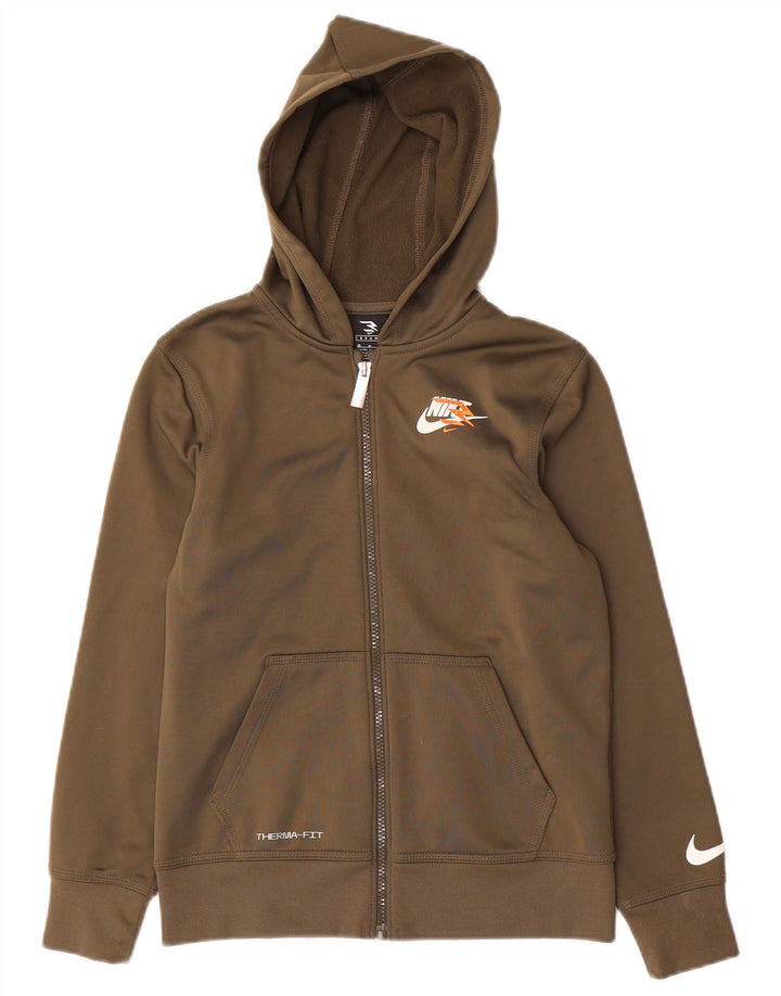 Nike 3BRAND Sudadera con capucha y cremallera para niños 10-11 años Poliéster caqui mediano