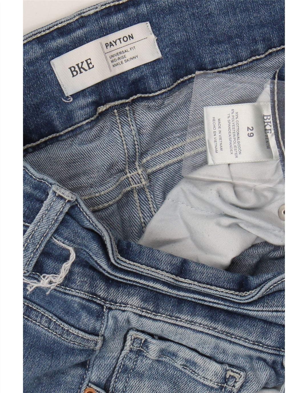 BKE Vaqueros ajustados desgastados de talle medio Payton para mujer W29 L26 Algodón azul